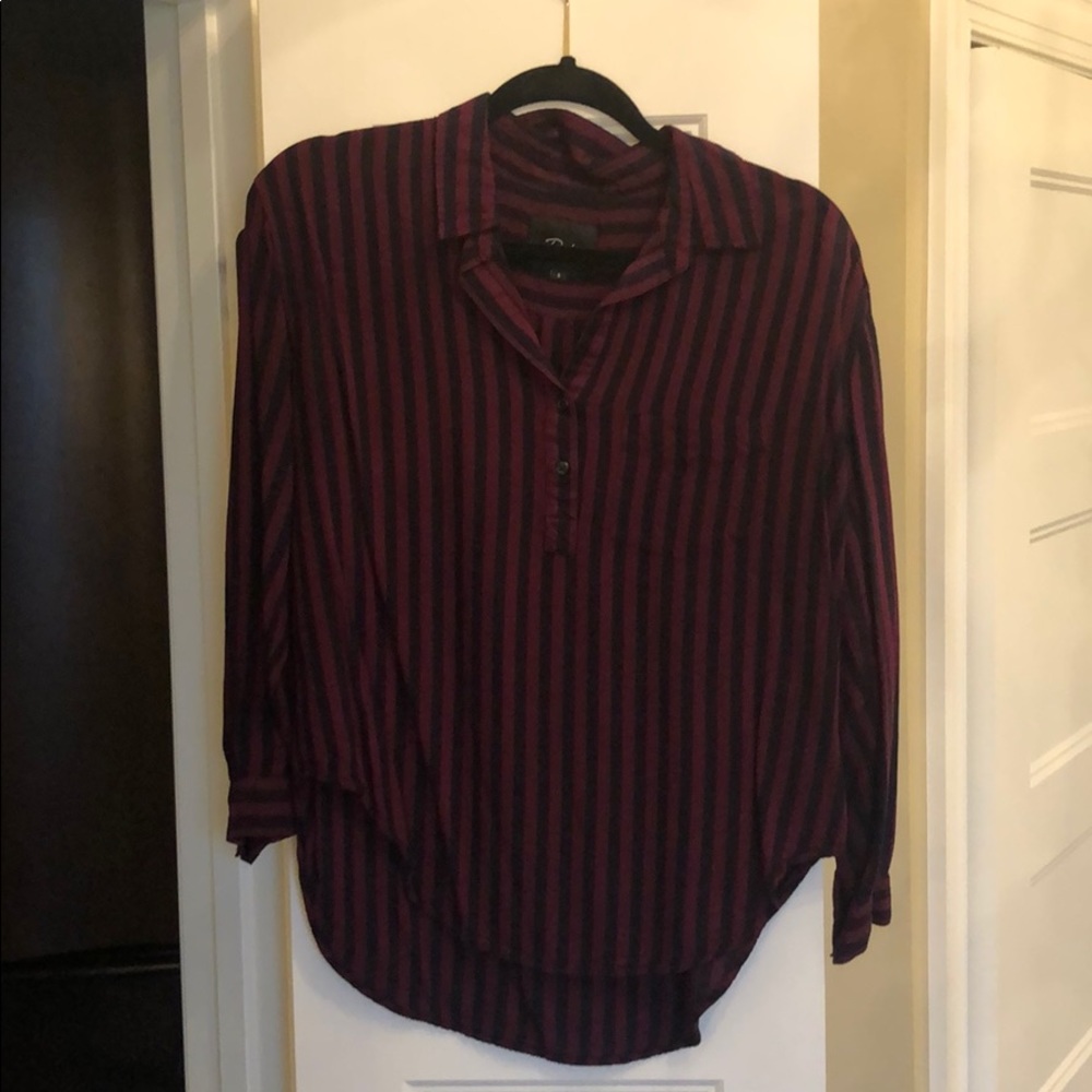 Rails half button top burgundy and black S